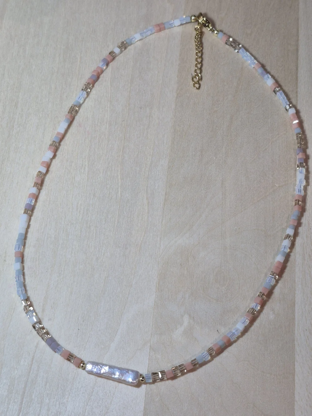 🧡💛NEW🧡💛 PRETTY!! Chopstick Freshwater Pearl Nat. Stone Mini Cube Necklace